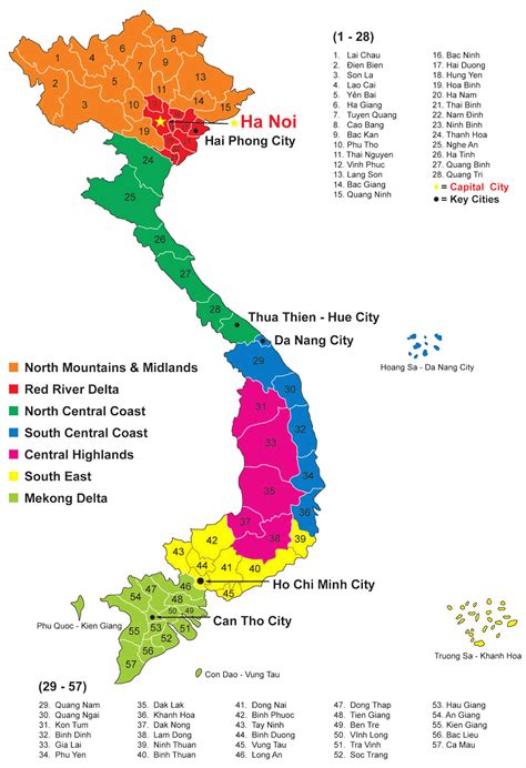 Region Map of Vietnam .